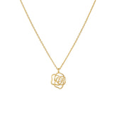 Retro Hollow out Rose pendant Silver Necklace